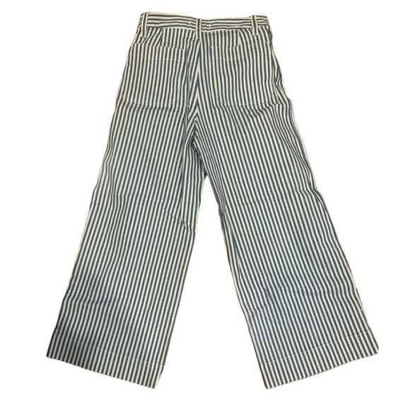 Madewell Striped High Waist Wide-Leg Crop Pants Blue White 25 - Picture 4 of 6